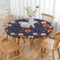 thumbnail image 3 of Dark Blue Pumpkin Ghost Halloween Pattern Round Fitted Tablecloth with Elastic Edge,Dining Table Cover Waterproof,Outdoor Round Tablecloth for Camping,Dining,Indoor and Outdoor, 3 of 7