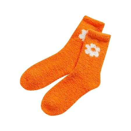 

Heiheiup Women Coral Fleece Socks Autumn And Winter Warm Home Floor Socks Mid Barrel Sleep Socks Skeleton Thigh Highs