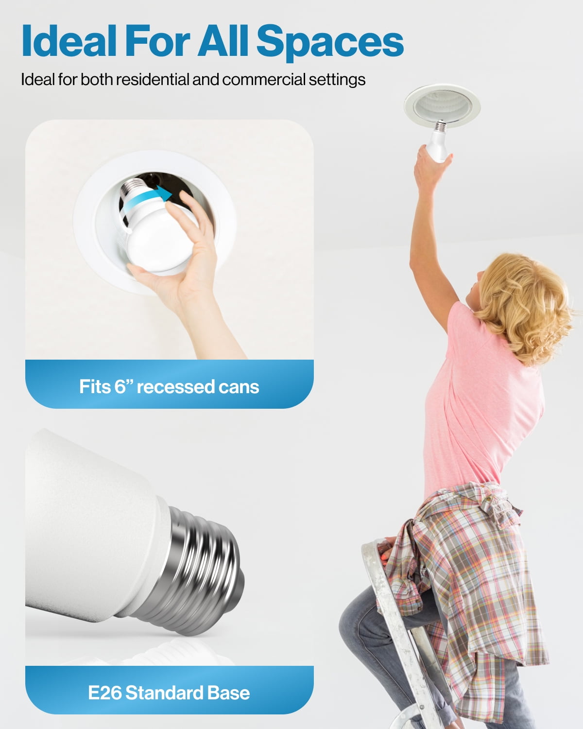 Sunco 8 Pack BR40 LED Light Bulbs, Indoor Flood Lights, Recessed Can Light Bulb, 1400 LM, 17W (100W Equivalent), 3000K Warm White, Dimmable, E26 Base, for Home, Bedroom, Kitchen UL