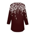 thumbnail image 4 of Ruimatai Women's 3/4 Sleeve Button Down Top Color Block Printed Blouse Fashionable Round Neck Casual Shirt, 4 of 5