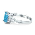 thumbnail image 3 of Emerald Cut Wedding Ring Lab Created Blue Opal 925 Sterling Silver Size 5, 3 of 7