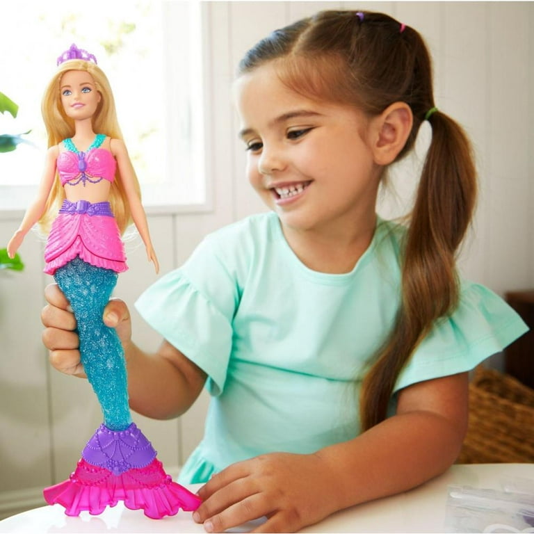 Barbie Dreamtopia Slime Mermaid Doll with 2 Slime Packets, Removable Tail  and Tiara, Makes a Great Gift for 3 to 7 Year Olds, multi color (GKT75)
