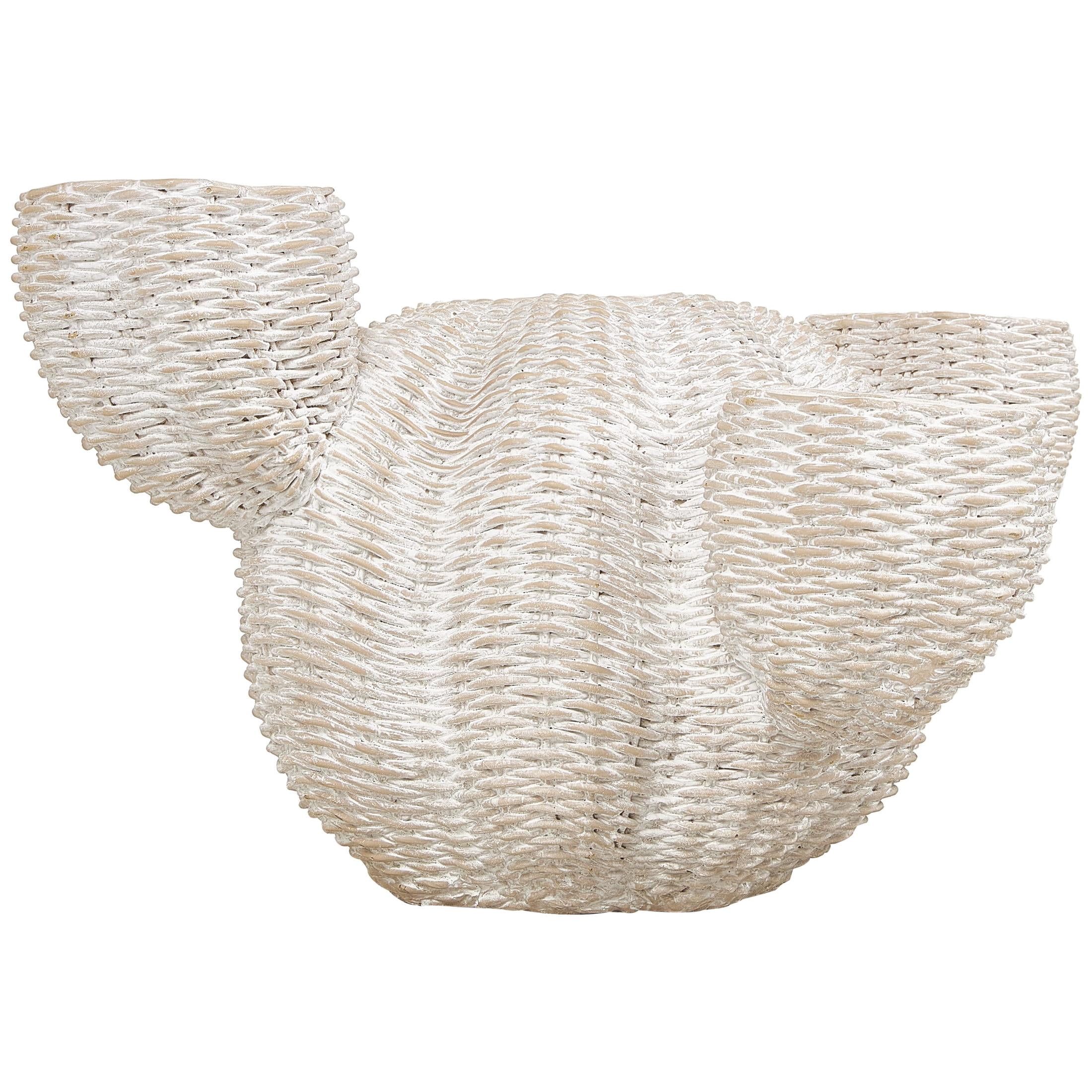 DecMode 22" x 12" Wide Textured Cream Resin Cactus Planter