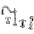 thumbnail image 1 of Kingston Brass KB1791TXBS French Country Widespread Kitchen Faucet, Polished Chrome, 1 of 6