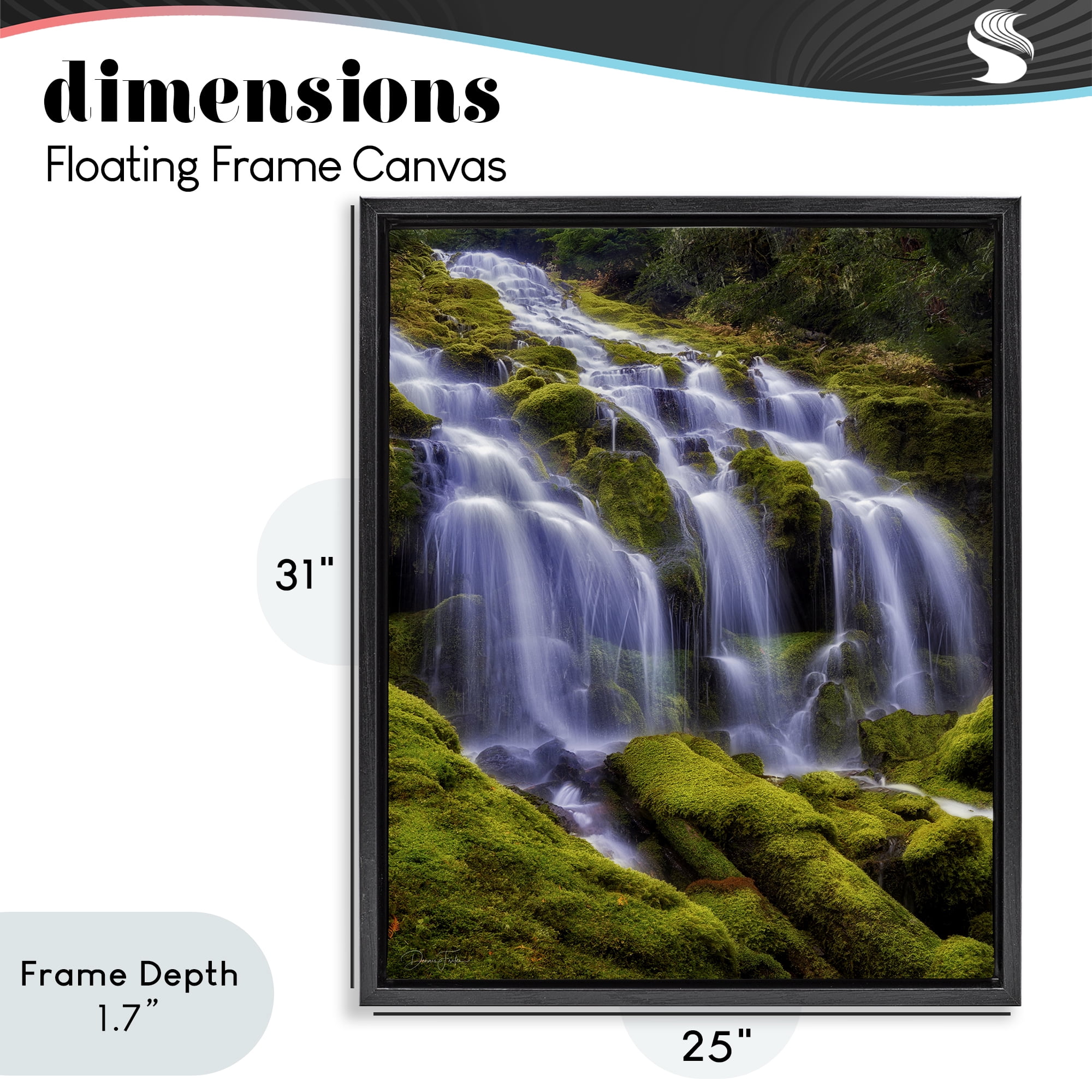 Stupell Industries Upper Proxy Falls Black Framed Floater Canvas Wall Art, design by Dennis Frates