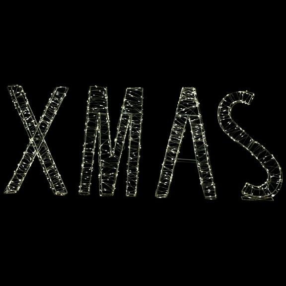 LED Lighted Wire XMAS Outdoor Christmas Sign Decoration - 15.5" - Warm White Lights
