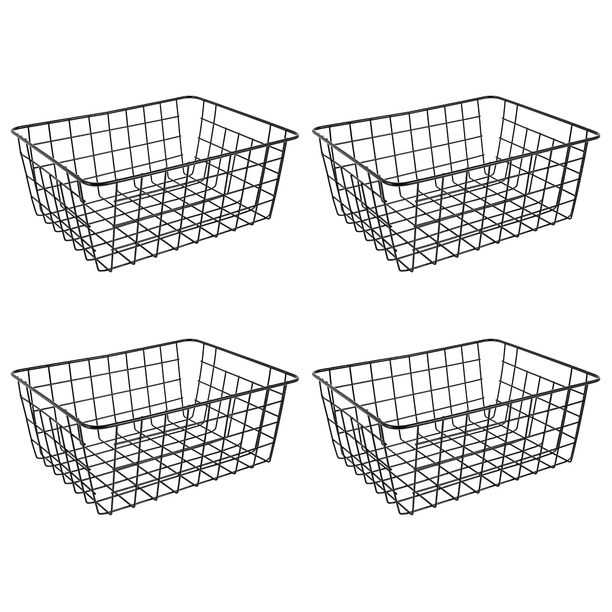 MLfire 4 PCS Metal Wire Blue Storage Basket with Handle 11*8.7*4.7 inch