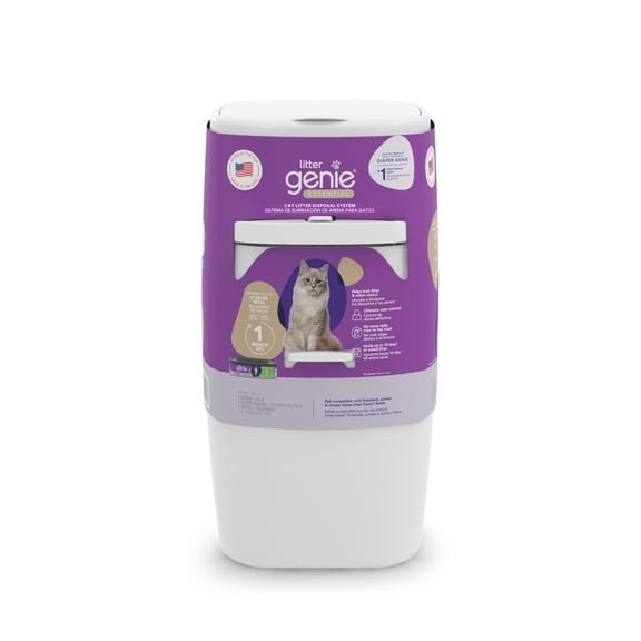 The Litter Genie Essential Pail includes a starter refill that can last up to 1 month, a scoop, and a scoop holder.