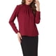 thumbnail image 4 of BLUSA DE CHIFFON CON CUELLO ALTO INSPIRADA EN CHIC OTOÑO INVIERNO PARA MUJER, CAMISA DE MANGA LARGA DE NEGOCIOS CASUAL TAMAÑO XS ROJO OSCURO, 4 of 6