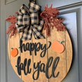 thumbnail image 4 of Happy Decoración de puerta delantera, letrero redondo de madera para colgar en la pared, porche exterior, regalos de inauguración de la casa, adorno de Halloween de otoño, 4 of 5