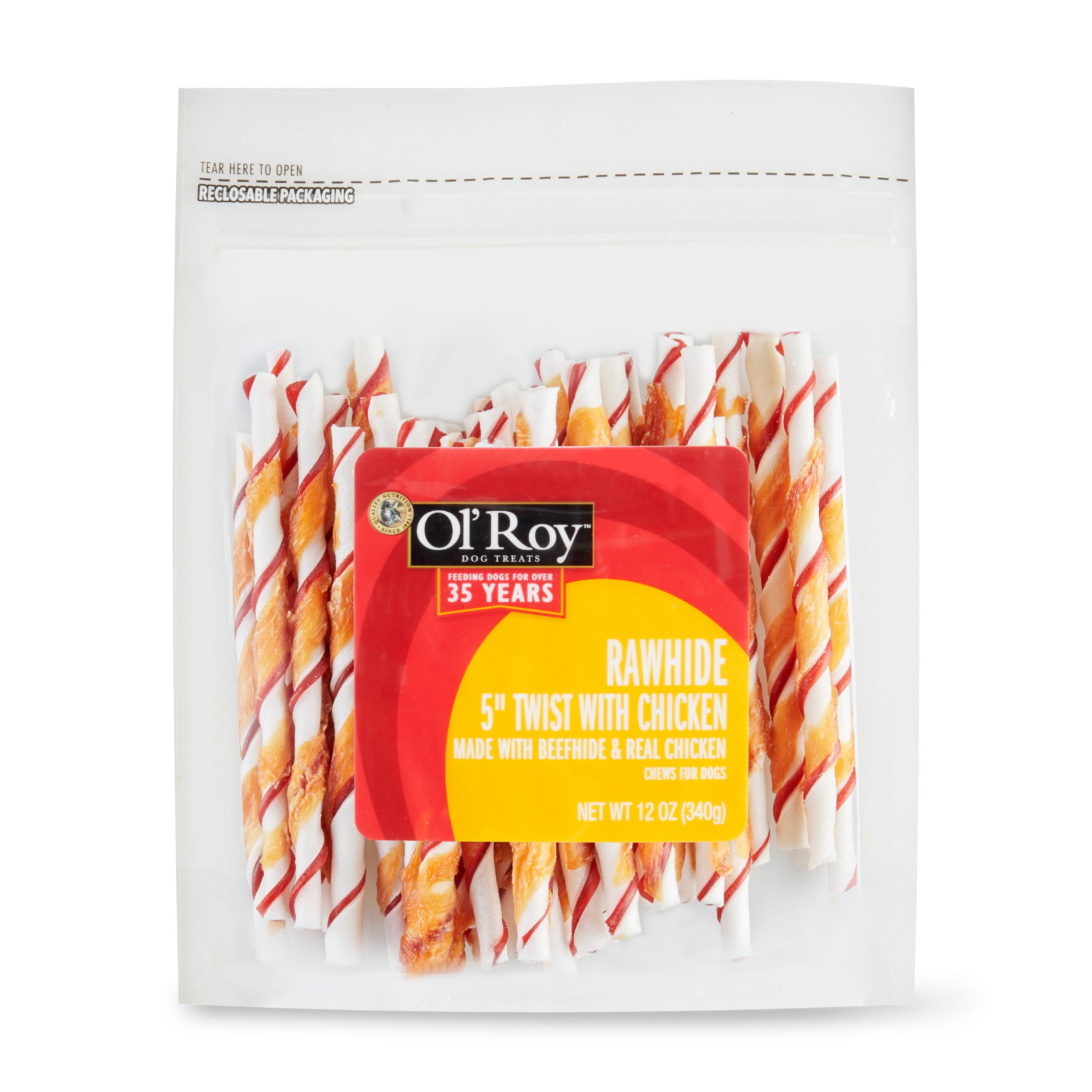 Ol' Roy Rawhide 5" Twist with Chicken Chews for Dogs, 12 oz Walmart