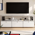 thumbnail image 2 of Cottinch Modern Metal TV Stand, 3‑Compartment Low Media Console Credenza with Flip Doors for Living Room, Bedroom, Office, White, 2 of 9