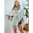thumbnail image 5 of Women'S Open/ Front Cardigan Solid Color Poncho Cape Plus Size Knit Wraps for Fall Winter Light Gray One size, 5 of 9