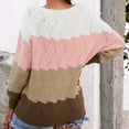 thumbnail image 5 of Vedolay Women's Pullover 2023 Long Sleeve Pullover Striped Plus Size Knitted Sweaters Tops Pink,XL, 5 of 5