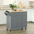 thumbnail image 2 of HOMCOM Rolling Kitchen Island on Wheels with Bamboo Countertop Drawers, 2 of 10