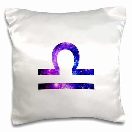 3dRose Libra horoscope symbol - purple zodiac glyph astrological star sign, Pillow Case, 16 by