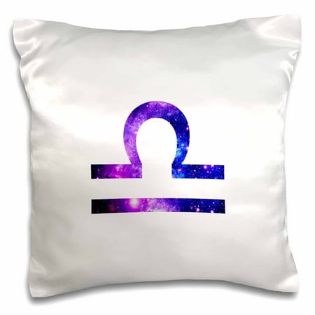 3dRose Libra horoscope symbol - purple zodiac glyph astrological star sign, Pillow Case, 16 by