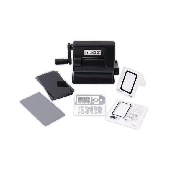 Portable Manual Die Cutting & Embossing Machine for Arts & Crafts, Scrapbooking & Cardmaking, 2.5” Opening, One Size, Tim Holtz Sidekick Starter Kit