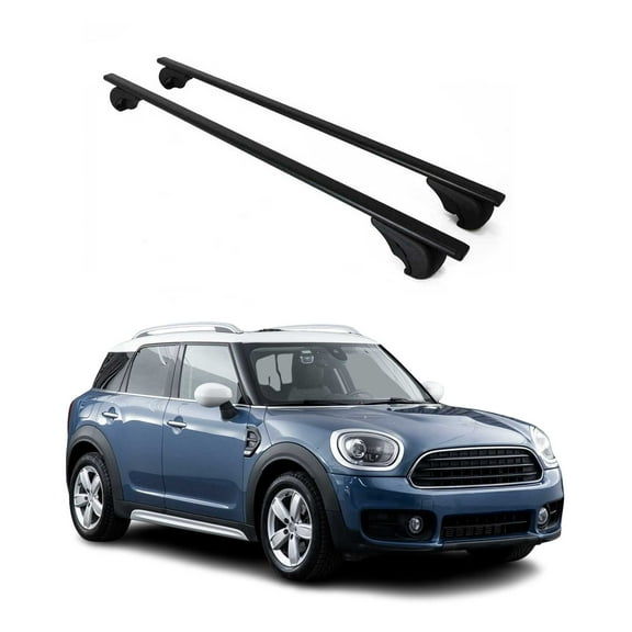 OMAC Roof Racks Cross Bars Carrier fits Mini Cooper Countryman F60 2017-2024 Black Anti-Theft for Travel Kayak Canoe Surf Ski Snowboard Camping