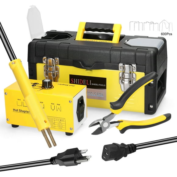 TFixol Plastics Welders Hot Stapler Set Car Bumpers Crack Repairing Tool Plastics Welding Machine Welding Repairing Machine with 600PCS Welding Wire Storage Box