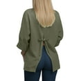 thumbnail image 4 of GEWSEY Womens Plus Size Button Down Shirts Long Sleeve Dress Linen Shirts Casual Collared Cotton Button Up Blouses Oversized Tops with Pockets (Green1, M), 4 of 6