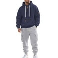 thumbnail image 4 of Moxiu Men Tactical Athletic Tracksuit 2 Piece Quarter Zip Hoodie & Cargo Jogger Set Navy,XXL, 4 of 9