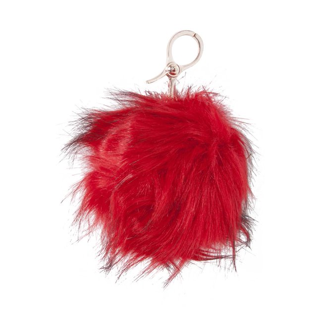 CC Fox Faux Fur Cell Phone Purse Key Chain - Red