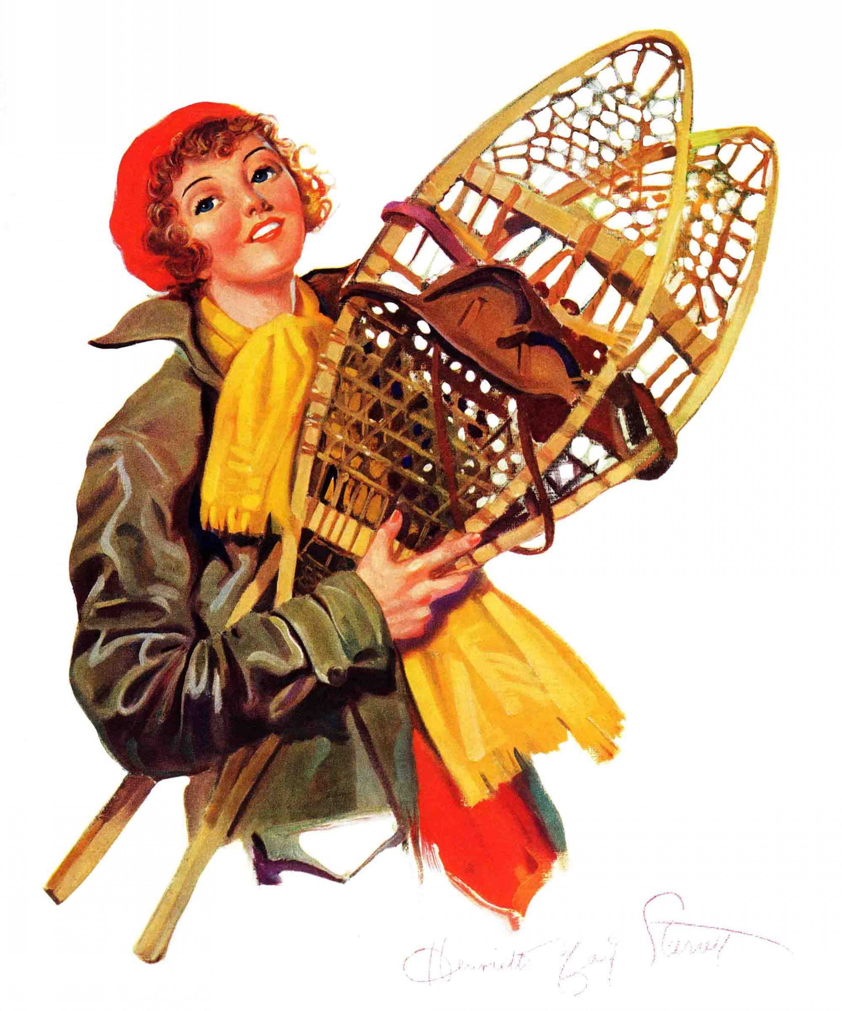Marmont Hill Woman and Snowshoes by Henrietta McCaig Starret Painting Print on Canvas