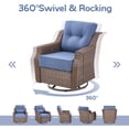 thumbnail image 4 of Gymojoy 3 Pieces Outdoor Swivel Rocker Patio Chairs, Wicker Patio Bistro Set with 2 Rocking Chairs and 1 Side Table, Patio Furniture Set with 6-inch.Thickened Cushions for Porch, Backyard, 4 of 9