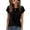 Black #32, variant on Women Blouses Batwing Sleeve Cross Wrap Hem Short Sleeves Shirts Waffle Trend Business Casual Tops Vermilion S