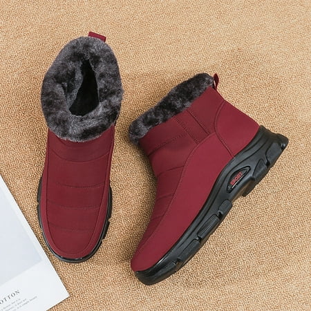 

Gubotare Womens Boots Womens Ankle Boots Slip on Cutout Pointed Toe Snakeskin Stacked Mid Heel Booties Red 8