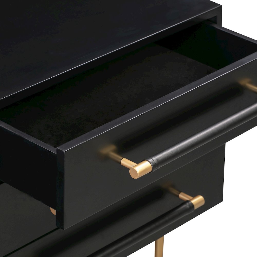 TOV Furniture Modern Nightstand with 3 Drawers, Black