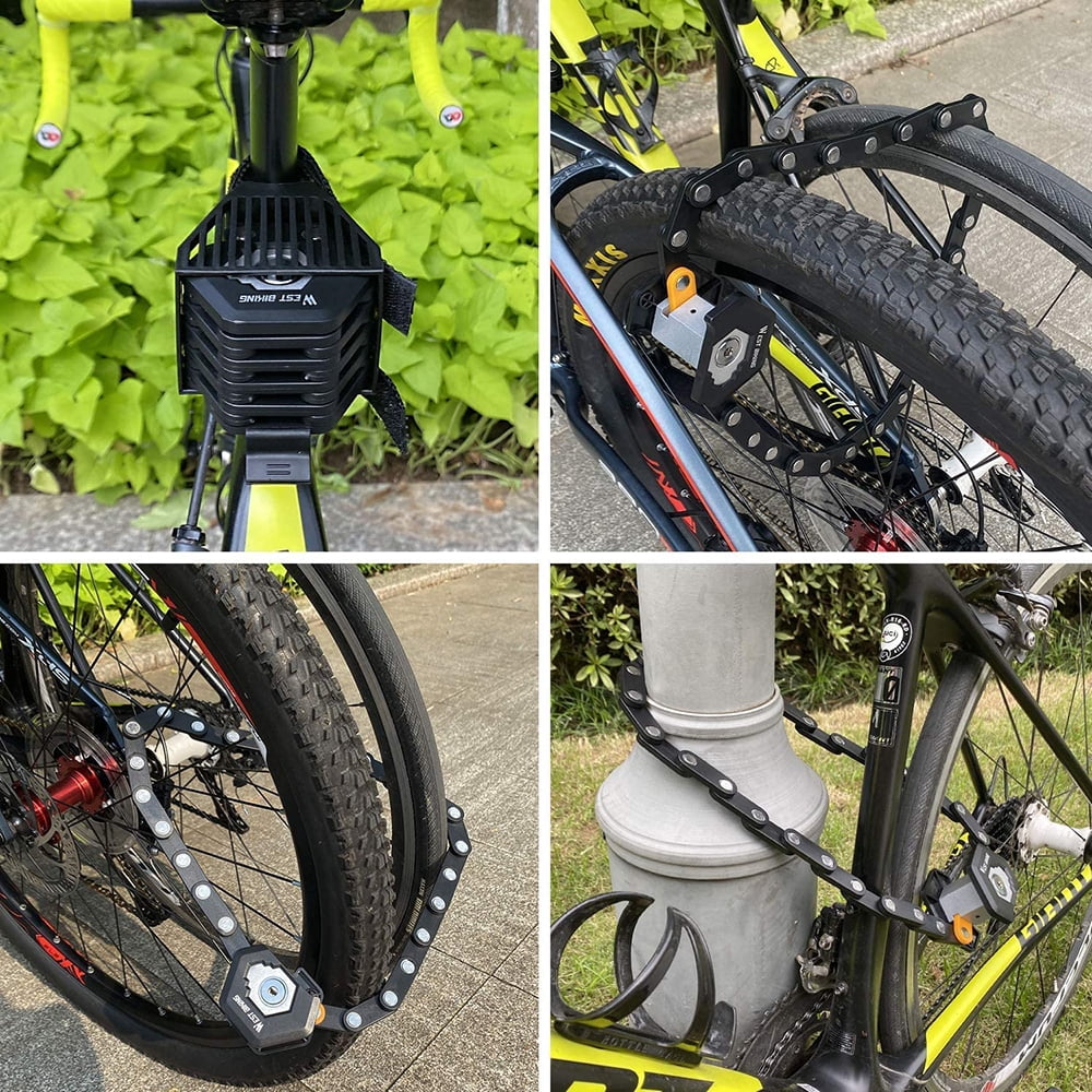 2022 Folding Bike Lock, 85cm Long High Security Bike Lock, Folding Bike Lock with Stand and 3 Keys, Mountain Bike/Road Bike/BMX/MTB Electric Scooter Lock