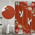 thumbnail image 5 of Red Crane Shower Curtain, Waterproof Shower Curtains for Bathroom, Vintage Red Teal Spring Floral Botanical Washable Fabric Bathtub Curtain Set Bath Decor with 12 Hooks Stall 36"x72", 5 of 8
