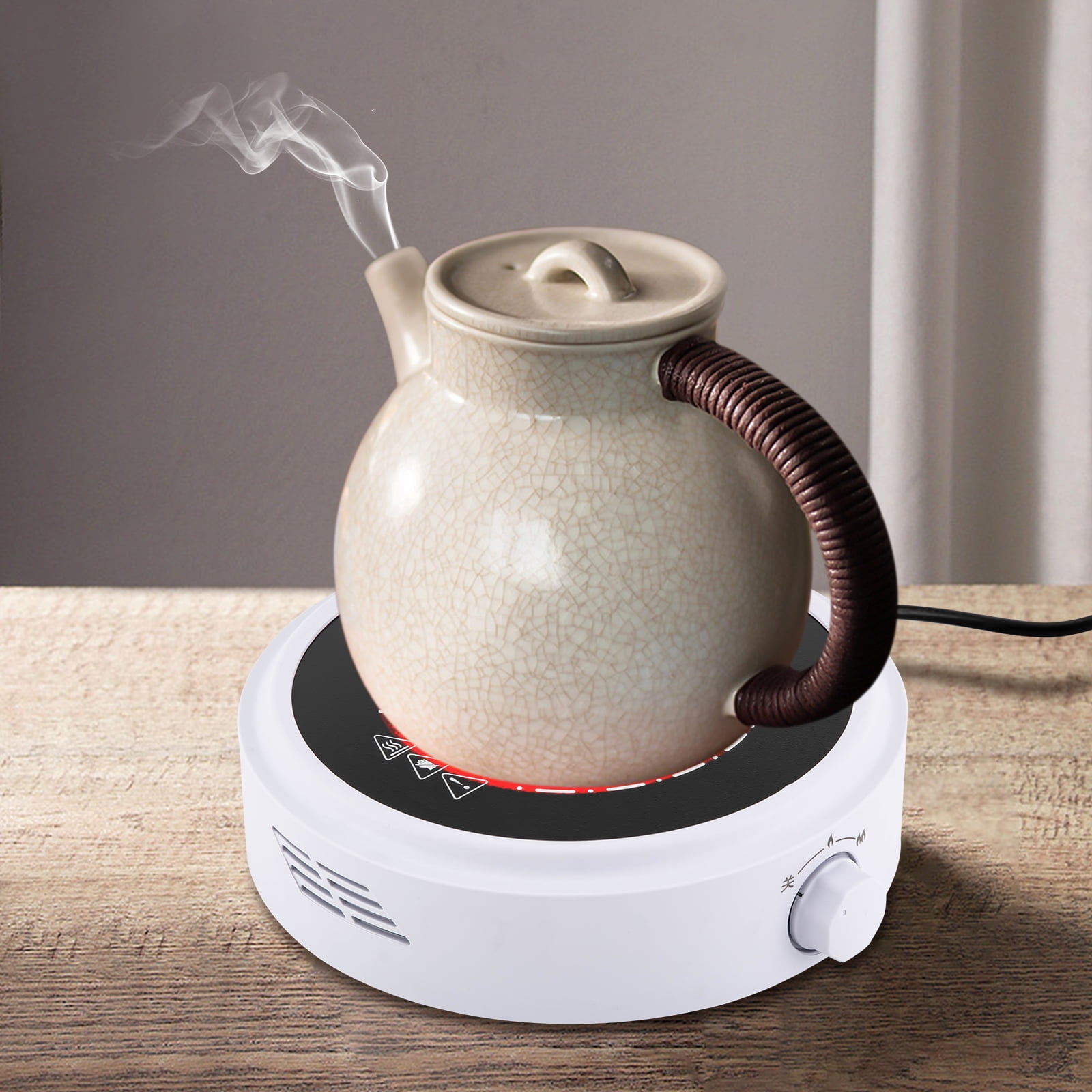 Electric Mini Stove Portable Hot Plate 700W 110V Electric Stove for Boiling Water, Making Tea and Coffee (White)