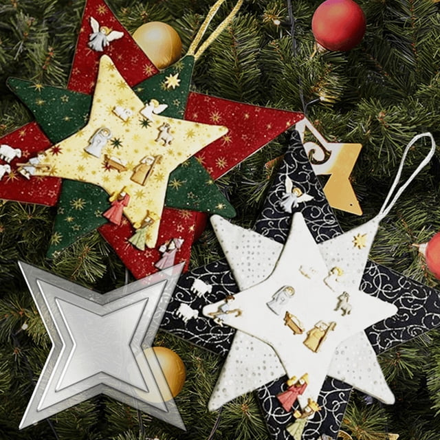 YAOMOBB Modèle de Couture Compact DIY Ornement Suspendu de Noël Modèle Patchwork Étoile Outils de Courtepointe