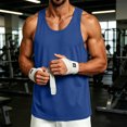 thumbnail image 2 of OIOLOYJM Mens Tank Tops Summer Casual Gym Workout Bodybuilding Sleeveless Shirt Quick Dry Lightweight Loose Fit Muscle Y-Back Fitness Tanks Blue L, 2 of 5