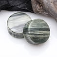 thumbnail image 2 of A Pair of Green Line Jasper Stone Double Flared Ear Gauge Plug, 2 of 3