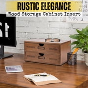 Wooden Desktop Office Supplies Organizer with 2 Storage Drawers Set, 2-Tier Wood Tabletop Cabinet, Countertop Desk Accessories Box, for Home Workspace Counter Vanity Decor Art Craft Tool Mail