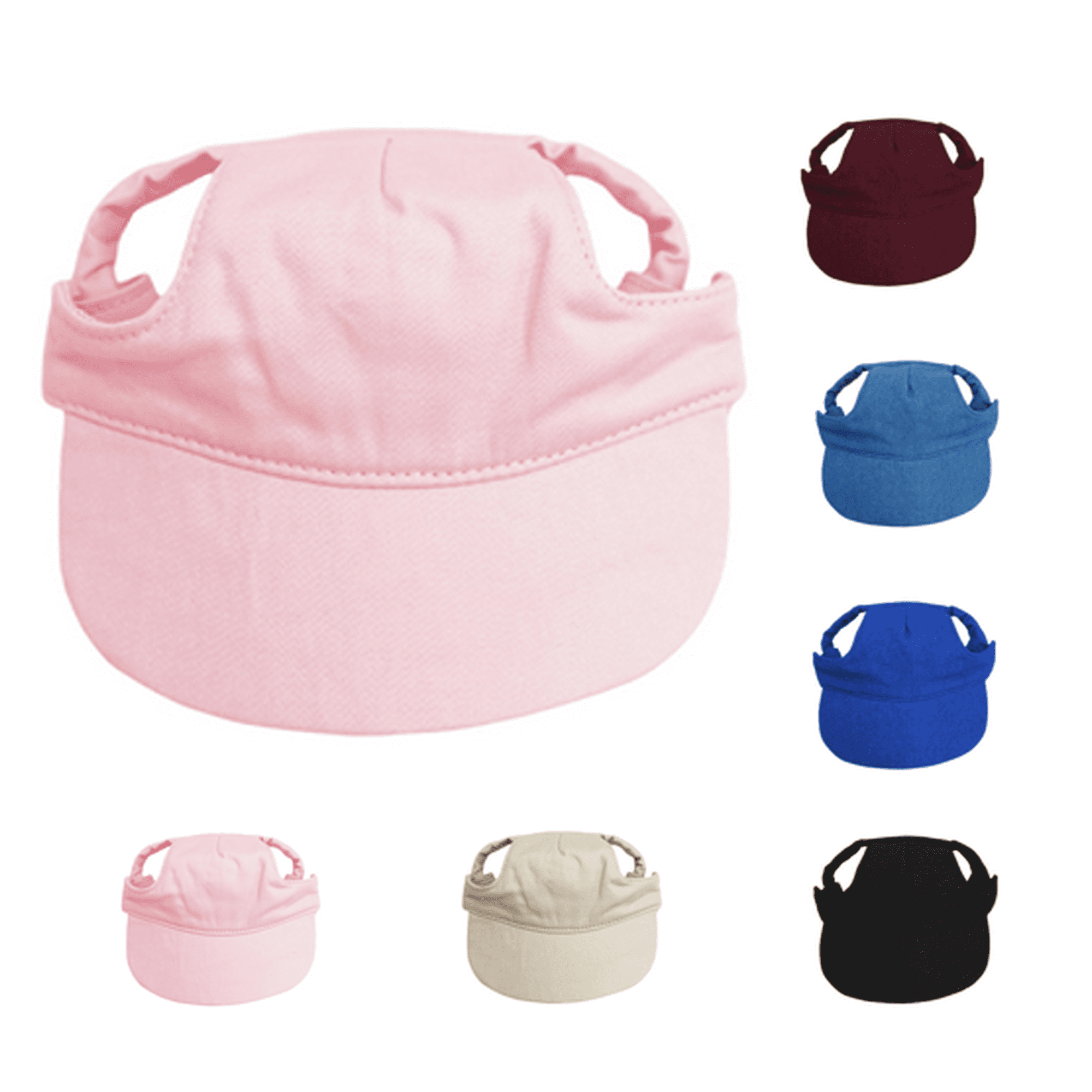 Dog Sun Hat Dog Baseball Cap Adjustable Chinstrap Canvas Dog Hat for Medium Large Dogs Outdoor Sport Pet Cap with Ear Holes Pink XS