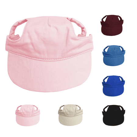 Pet Supplies Baseball Cap for Dogs Adjustable Sun Visor Hat with Ear Holes Summer UV Protection Puppy Headwear Canvas Outdoor Accessories Cute Costume Head Cover Pink XS
