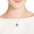 thumbnail image 5 of Elegant Swirling Sterling Silver Cross w/ Red Synthetic Coral Inlay Necklace, 5 of 6