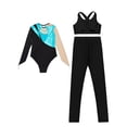 thumbnail image 2 of iiniim Kids Girls Ice Figure Skating Gymnastics Leotard Rhinestones Mesh Patchwork Bodysuit with Sleeveless Vest Turquoise 6, 2 of 7
