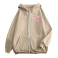thumbnail image 4 of Sweat à Capuche Décontracté à Manches Longues avec Poche Zippée et Cordon de Serrage pour Femmes, 4 of 6