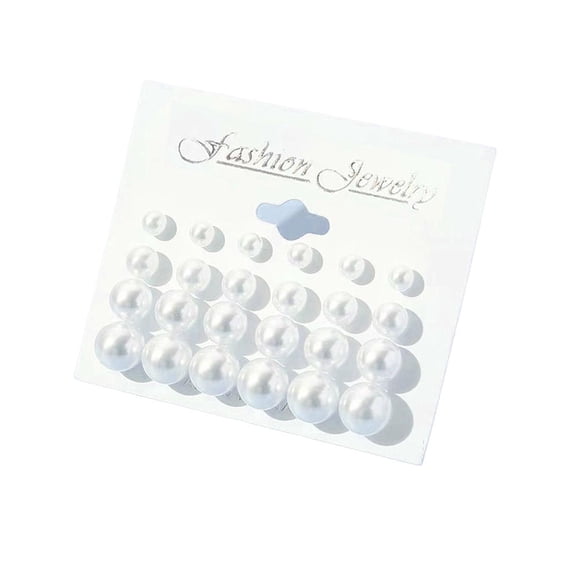 Lttoisl 12 Pairs Pearl Stud Earrings Set for Women, Minimalist Fashion Versatile Round Ball Earring Pack, Hypoallergenic Plastic Fashion Jewelry Accessory Kit for Girls, Various Sizes
