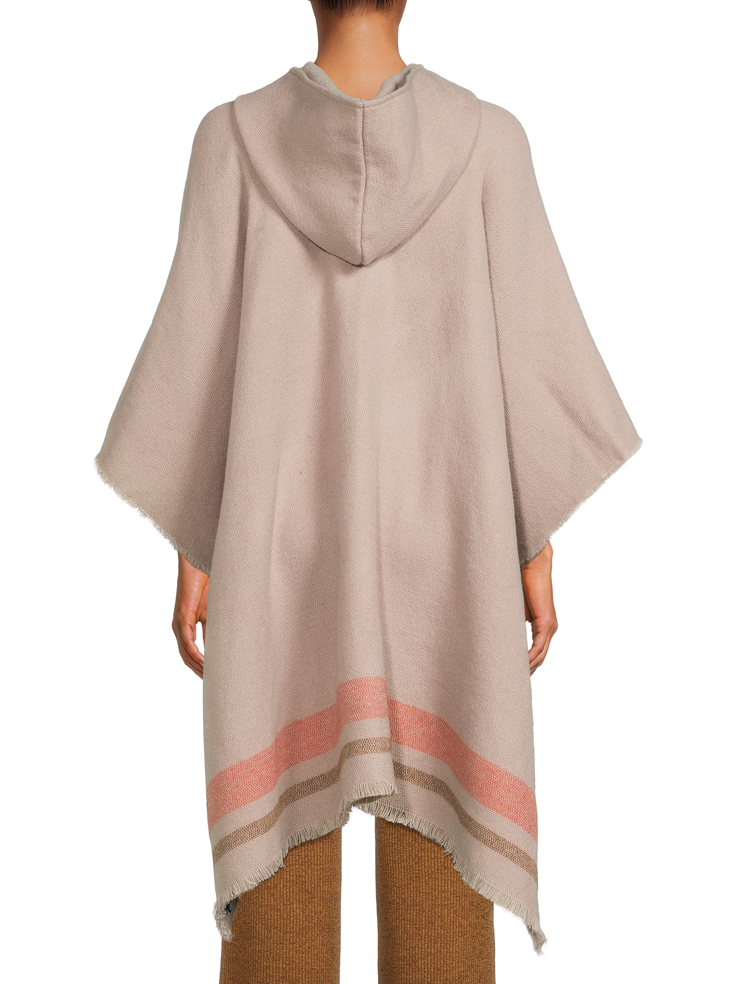 C. Wonder Women's Border Stripe Ruana Wrap with Hood