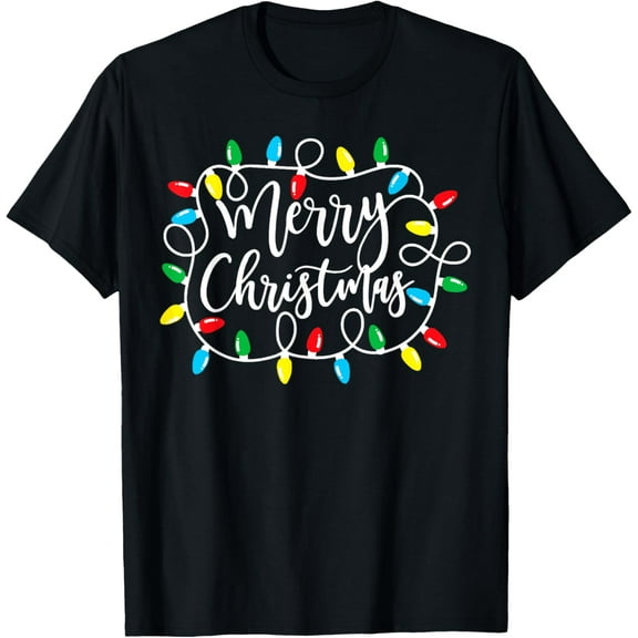Funny Merry Christmas Lights Xmas Family Men Women T-Shirt