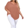 thumbnail image 6 of BSDJILFG Plus Size Tops for Women Casual Short Sleeve Button V Neck Basic T Shirt Loose Sleep Pajama Lounge Tops S-5XL, 6 of 7