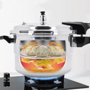 SHegdu Pressure Cooker Pot Aluminum Alloy Stovetop Canner with Steamer Plate Release Valve Magnetic Composite Base Scald-resistant Handles for Gas and Electric Cooktops (5L)