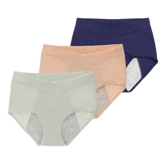 Spdoo Period Underwear for Women Menstrual Panties Womens Leak Proof High Waist Cotton Postpartum Panties Briefs Regular & Plus Size 3-Pack